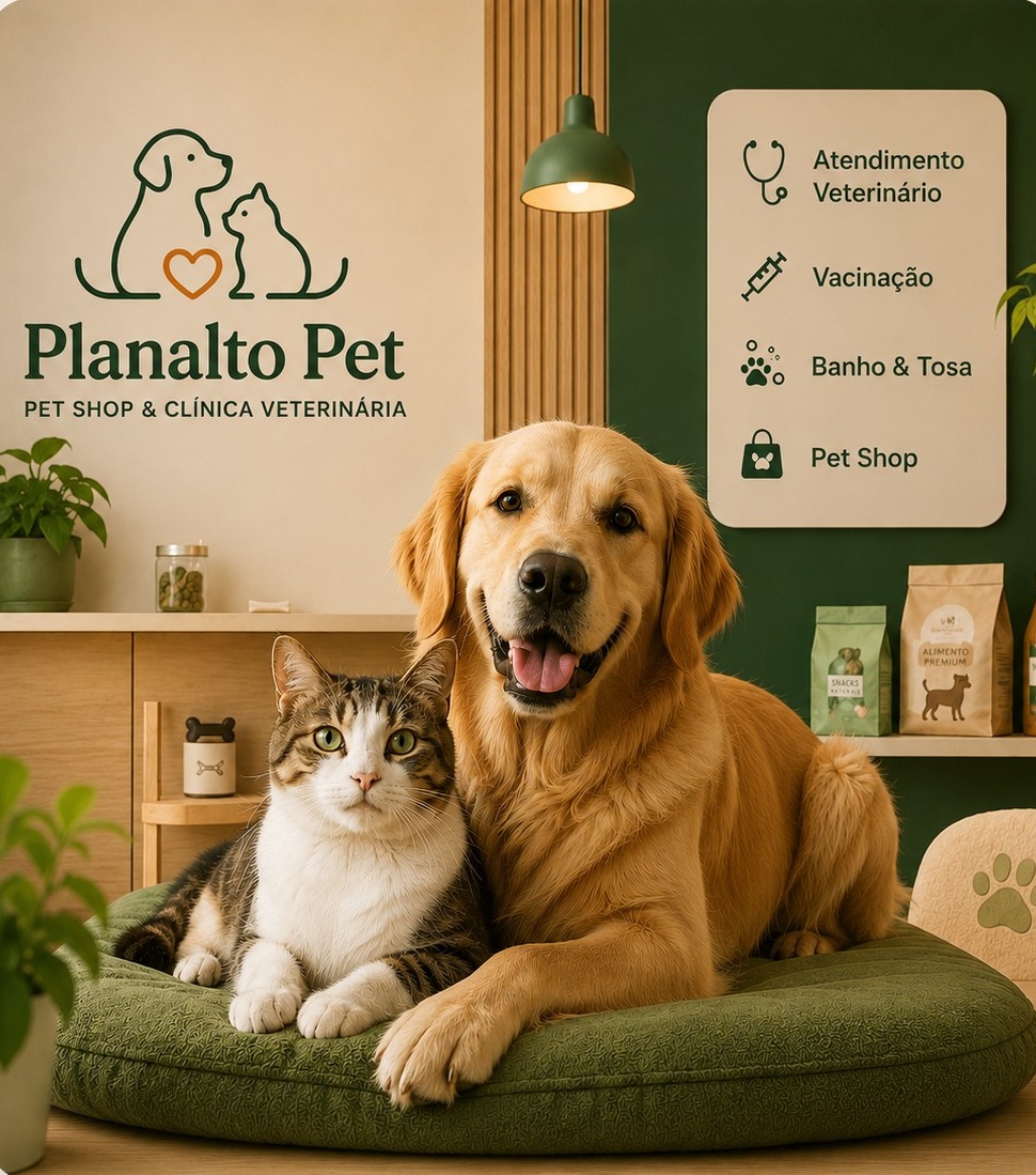 Cão e gato na Planalto Pet